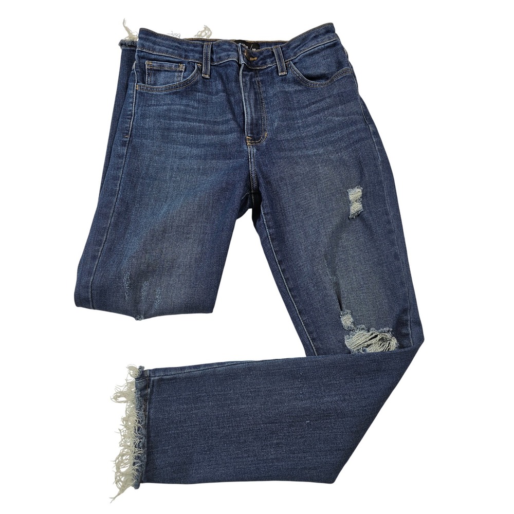 Just Black Denim Distressed Raw Hem Straight Leg Jeans Blue Size‎ 8/29 BP305J